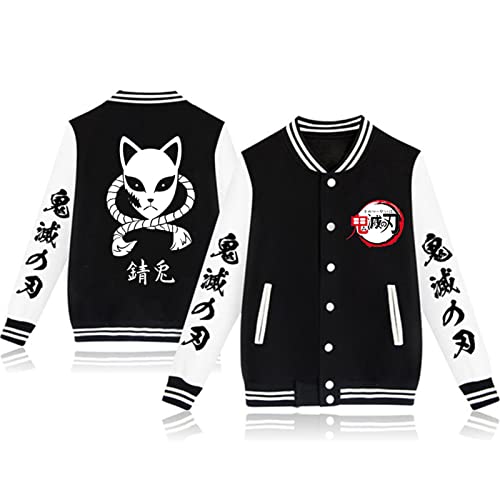 zhedu Demon Slayer Lässige Baseball Uniform Unisex Harajuku Gothic Button Cardigan Herbst- Und Wintermantel Übergroße Langarmjacke (color 06,M) von zhedu