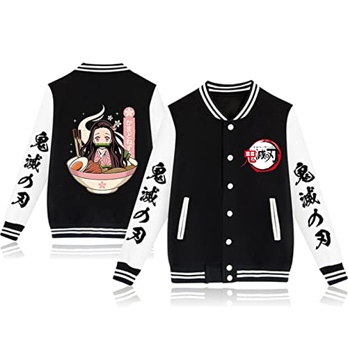 zhedu Demon Slayer Lässige Baseball Uniform Unisex Harajuku Gothic Button Cardigan Herbst- Und Wintermantel Übergroße Langarmjacke (color 07,4XL) von zhedu