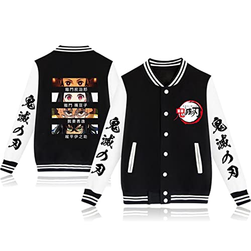 zhedu Demon Slayer Lässige Baseball Uniform Unisex Harajuku Gothic Button Cardigan Herbst- Und Wintermantel Übergroße Langarmjacke (color 08,4XL) von zhedu