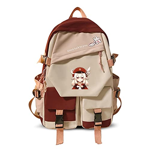 zhedu Genshin Impact Backpack Anime Rucksack Für Frauen Kawaii Design Student Canvas Jugend Outdoor Reiserucksack Laptop Book Bags (1) von zhedu