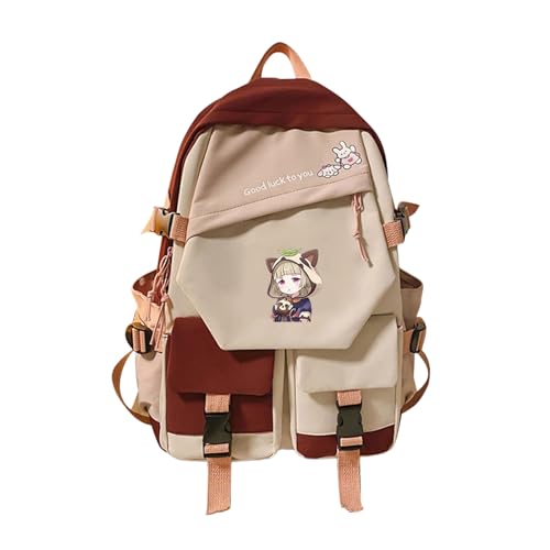 zhedu Genshin Impact Backpack Anime Rucksack Für Frauen Kawaii Design Student Canvas Jugend Outdoor Reiserucksack Laptop Book Bags (7) von zhedu