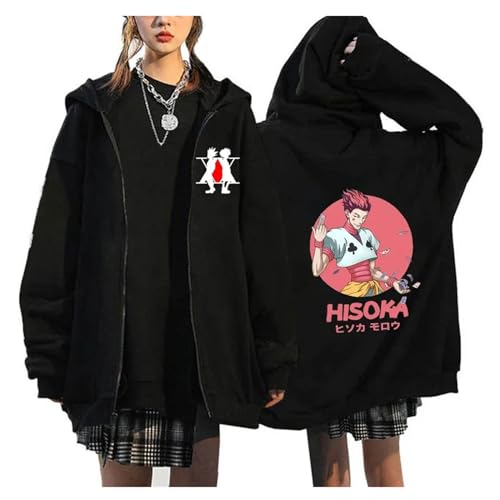 zhedu Hunter X Hunter Zip Up Cardigan HxH Manga Hooded Killua Zoldyck Bedruckte Kleidung Langarm Y2k Anime Unisex Streetwear (Color 06,XL) von zhedu