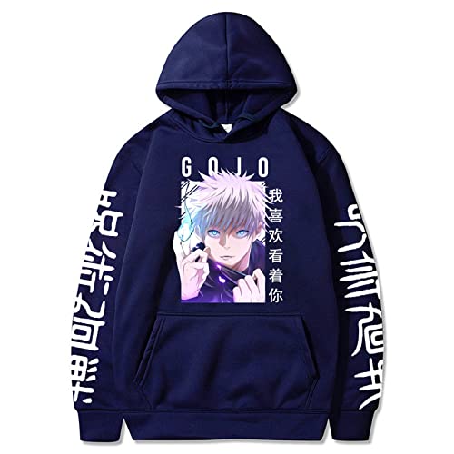 zhedu Japan Anime Jujutsu Kaisen Gojo Satoru Hoodies Sweatshirt Casual Anime Pullover Print Lose Langarm Herren Hoodie Streetwear (4XL,Color 07) von zhedu