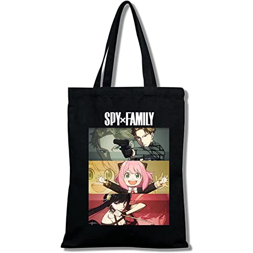 zhedu Japanische Anime SPY X FAMILY Print Tasche Handtasche Charaktere Einkaufstaschen Harajuku Einkaufstasche Canvas Umhängetaschen Geschenk (color 01) von zhedu