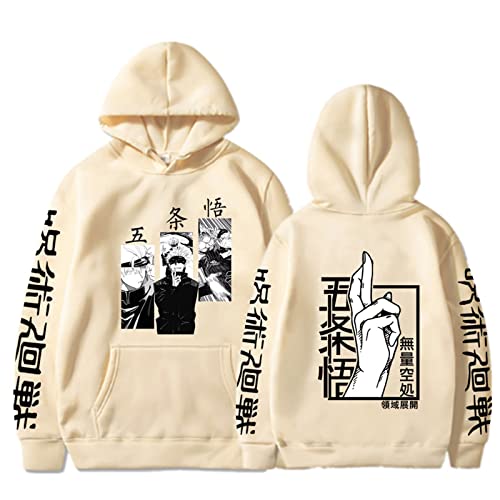 zhedu Jujutsu Kaisen Gojo Satoru Gedruckt Hoodie Männer Mode Hip Hop Pullover Tops Tasche Sweatshirts Herbst Cosplays Mit Kapuze (M,Color 02) von zhedu