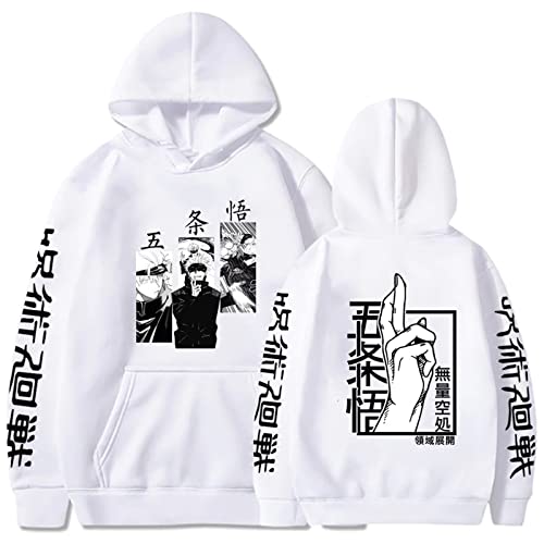 zhedu Jujutsu Kaisen Gojo Satoru Gedruckt Hoodie Männer Mode Hip Hop Pullover Tops Tasche Sweatshirts Herbst Cosplays Mit Kapuze (M,Color 04) von zhedu