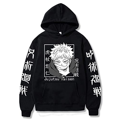 zhedu Jujutsu Kaisen Hoodie Jungen Mädchen Mantel Anime Harajuku Pullover Unisex Mode Casual Sweatshirt Mode Streetwear (XL,Color 01) von zhedu