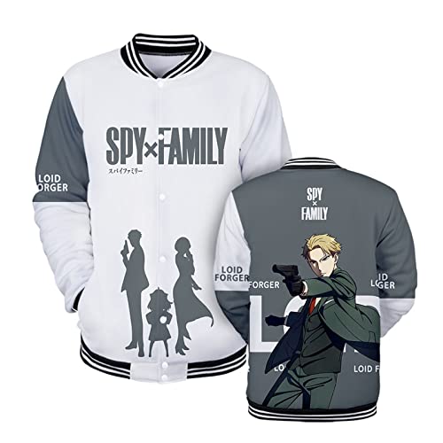 zhedu Spy X Family Street Baseball Uniform Hoodie Hip Hop Trend Harajuku Anime Trainingsanzug Unisex Winter Bomberjacke (XXL,Color 04) von zhedu