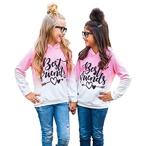 zhen+zhen Sweatshirt Pullover Kapuzenpullover Mädchen Kinder Langarmshirts Best Friends T-Shirt Kleinkind Herbst Winter Oberbekleidung Cute Tops Beiläufige 2-11 Jahre （Pink,6-7 Jahre von zhen+zhen