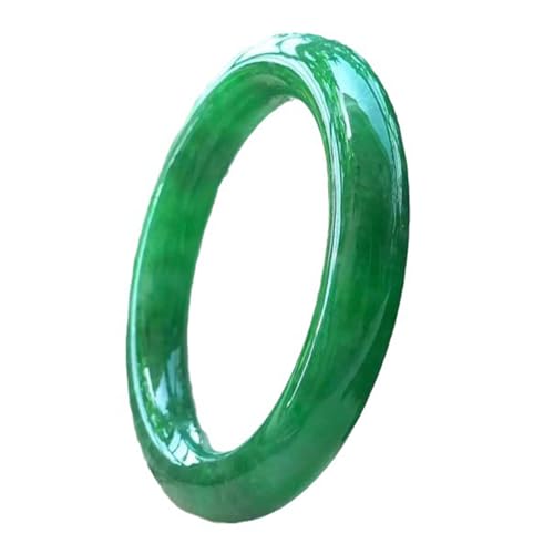 zhuBAOHE Armreif aus natürlicher grüner Eisjade, rundes Armband aus burmesischer Smaragdjade, Feng Shui-Reichtumsarmband für Männer und Frauen mit Zertifikat,Grün,58mm von zhuBAOHE