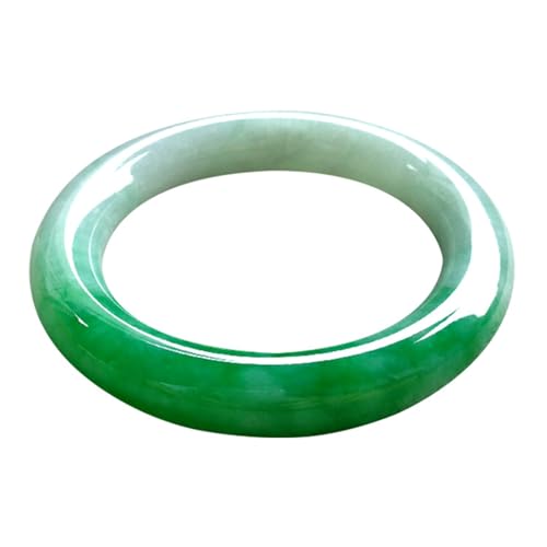 zhuBAOHE Echter natürlicher Jade-Armreif, grün-weißes Armband, Charm-Schmuck, Modeaccessoires, Amulett-Geschenke für Frauen, Glücksgeschenke,Natural,54mm von zhuBAOHE