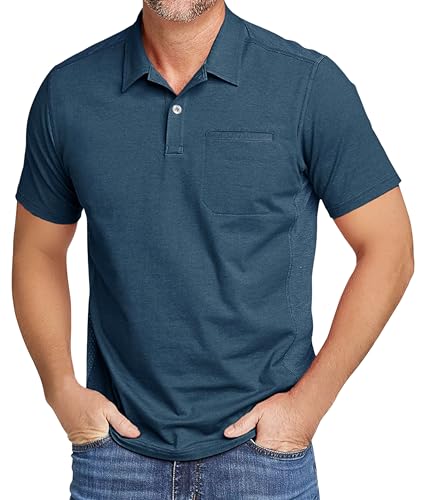 zitysport Polo Shirt Herren Slim Fit Poloshirt Männer Atmungsaktives Golf Lässig Polohemd Outdoor Sport Tshirt Schnelltrocknend Casual Polo Shirts Männer Summer Golf(Indigo-2XL) von zitysport