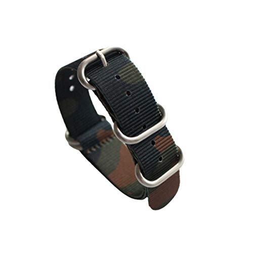 18mm/20mm/22mm/24mm Nylon-Militär tarnt Uhrenarmbänder NATO Armband Sport atmungsaktiv Uhrenarmband A Silver Buckle, 20mm von zssmGood