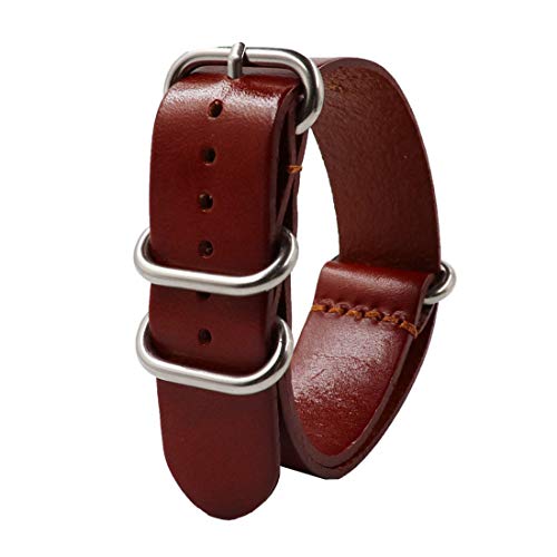 18mm/20mm/22mm/24mm echtes Leder NATO-Uhrenarmband-Öl-Wachs-Leder Retro Pin Buckle Armband Braun, 18mm von zssmGood