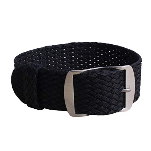 1Pcs Nylon Woven Straps 14mm/16mm/18mm/20mm/22mm Einfachheit Rutschhemmende Breathable Band Schwarz, 18mm von zssmGood