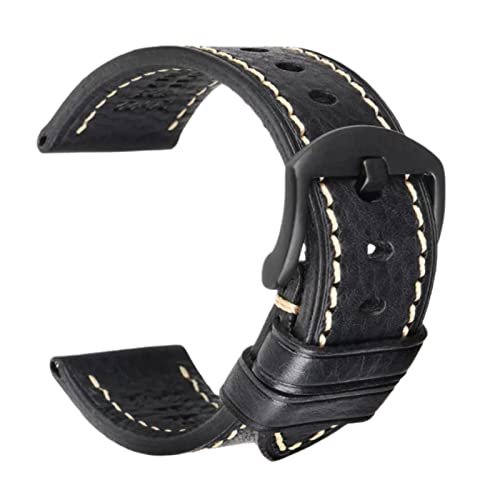 zssmGood 18–26mm Retro-Vollnarben-Echtleder-Uhrenarmband mit Schnellverschluss-Schmetterlings-Schnallenarmband und Installationswerkzeugen, 23mm von zssmGood