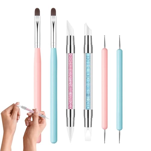Silikon-Nagelwerkzeuge – doppelseitiges Nagelbürsten-Set – Doppelspitzen-Liner-Pinsel Gel Skulptur Detail Maniküre Kit für Anfänger Mädchen Frauen Silikon-Nagelwerkzeuge – doppelseitiges Nagelbürsten-Set – Doppelspitzen-Liner-Pinsel Gel Skulptur Detail Maniküre Kit für Anfänger Mädchen Frauen von zwxqe